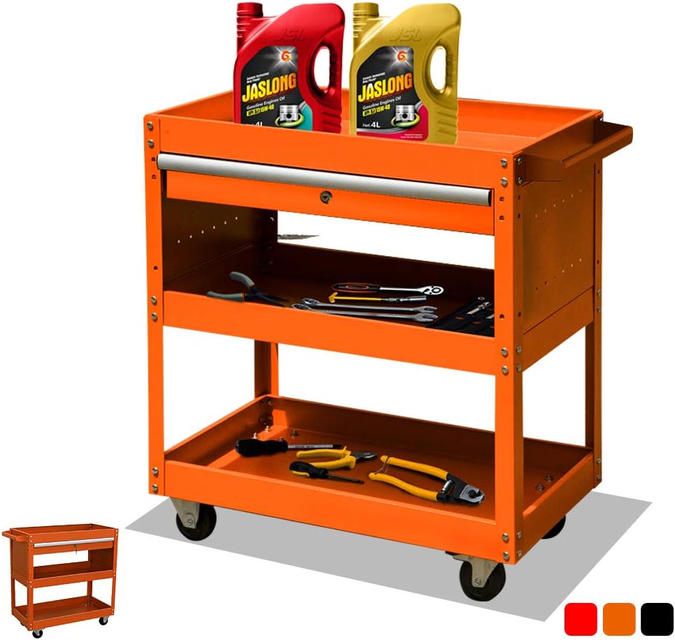 Black Tool Cart with Wheels and Drawers O1586