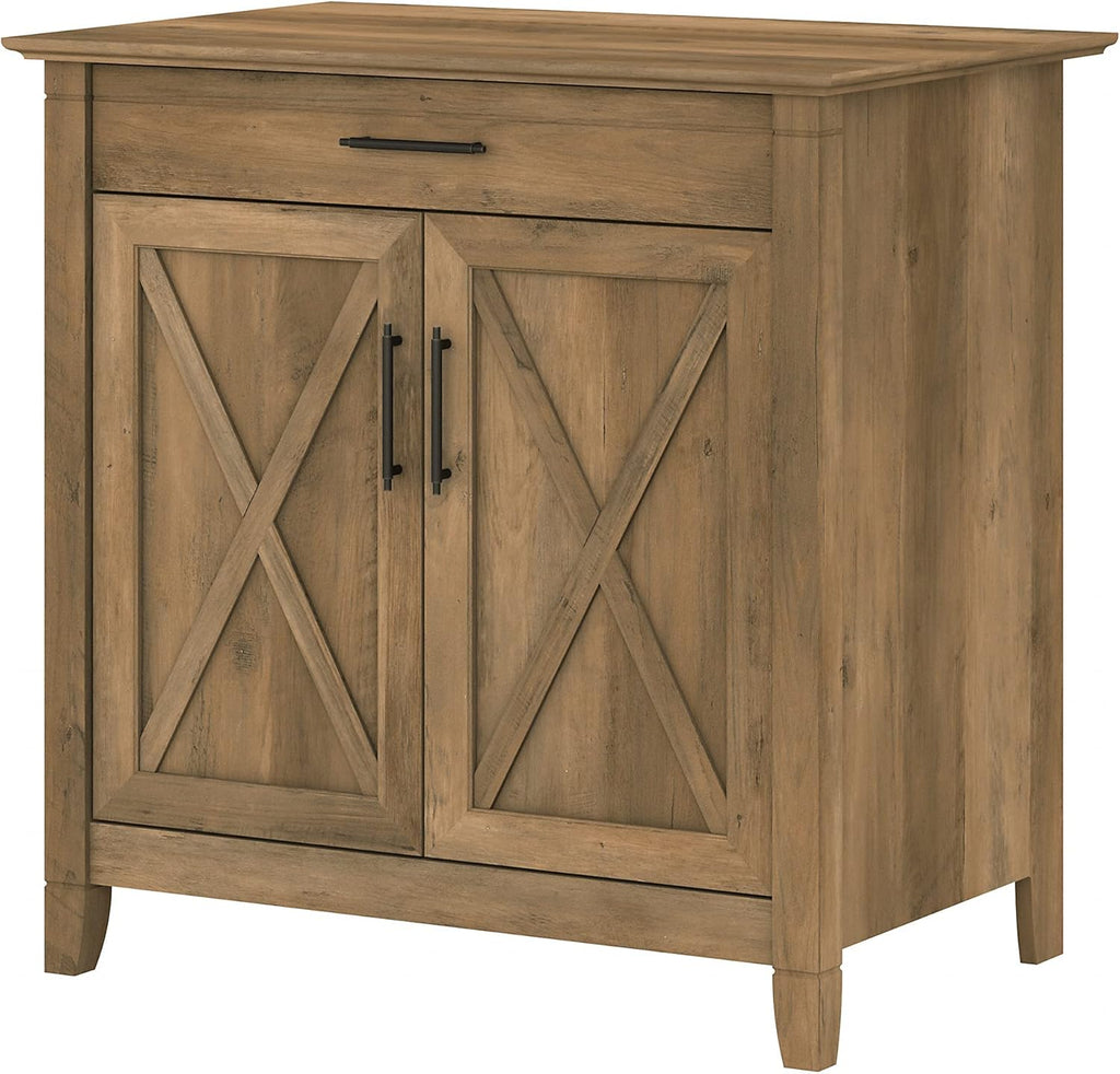 Reclaimed Pine Secretary Desk with Keyboard Tray and Storage Cabinet Q116