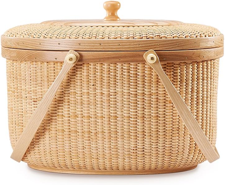 Cane-on-Cane Weave Basket with Two Swing Handles T851750