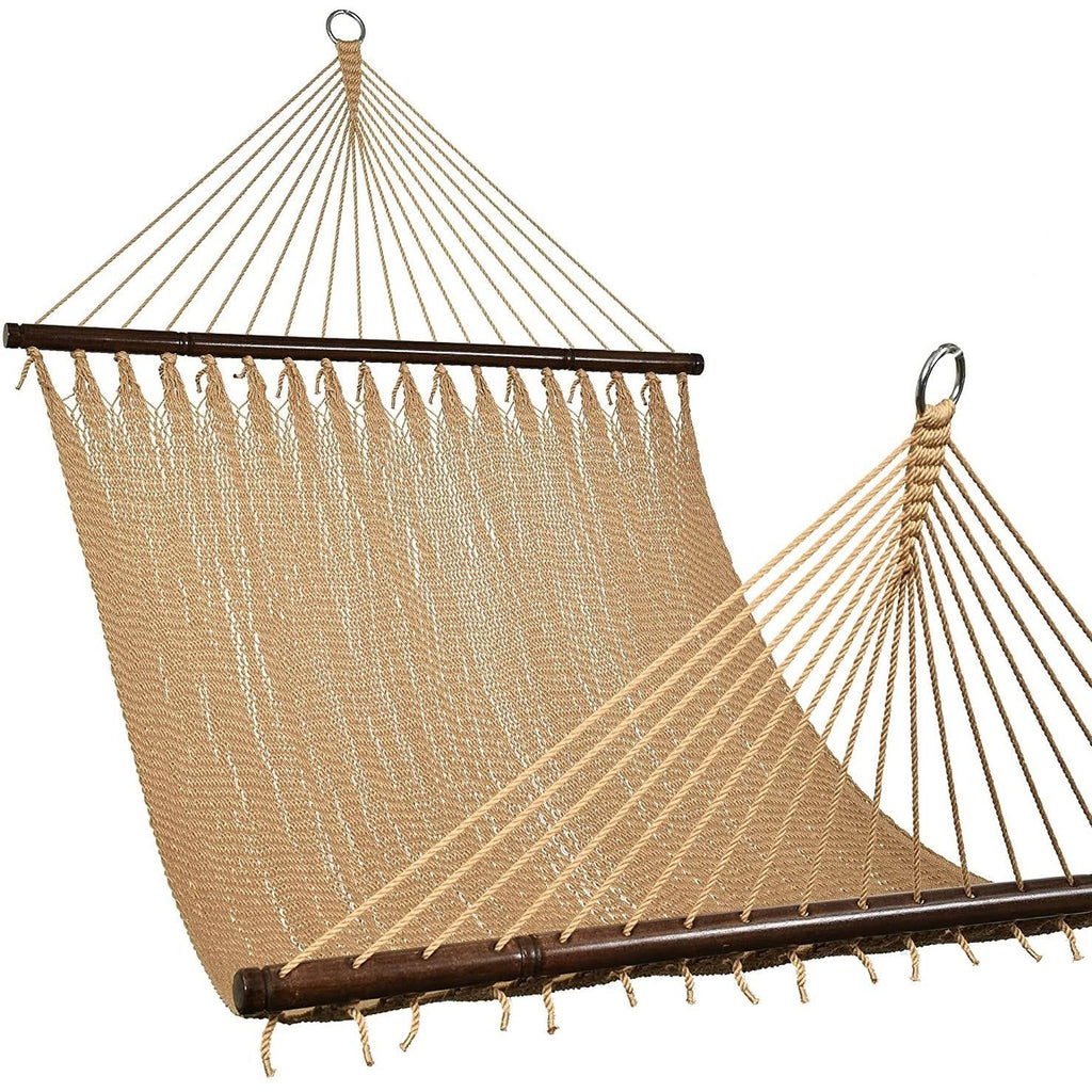 2-Person Hand Woven Polyester Rope Hammock with Spreader Bars Tan R12370