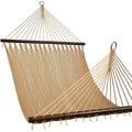 2-Person Hand Woven Polyester Rope Hammock with Spreader Bars Tan R12370