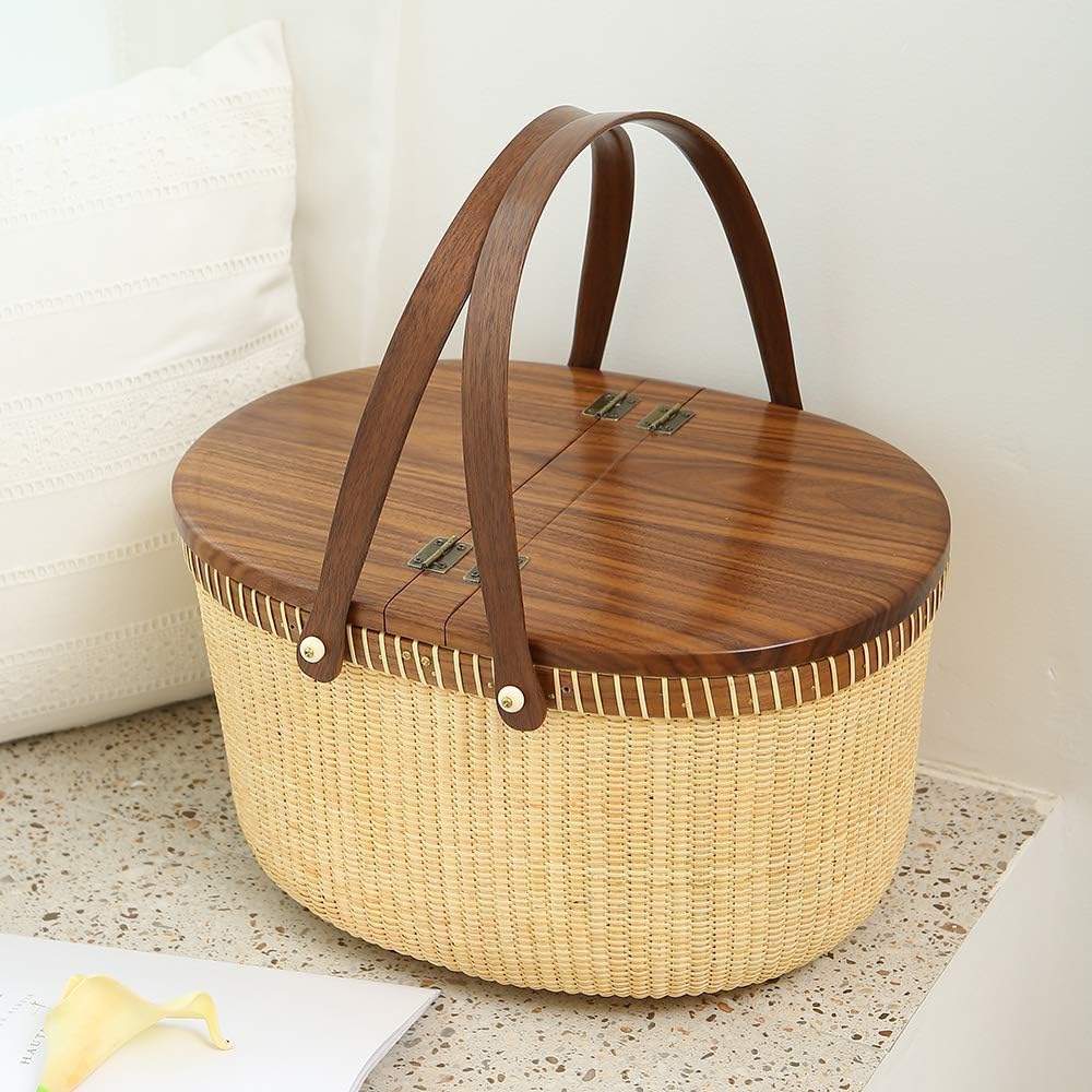 Cane-on-Cane Weave Basket with Two Swing Handles T851750