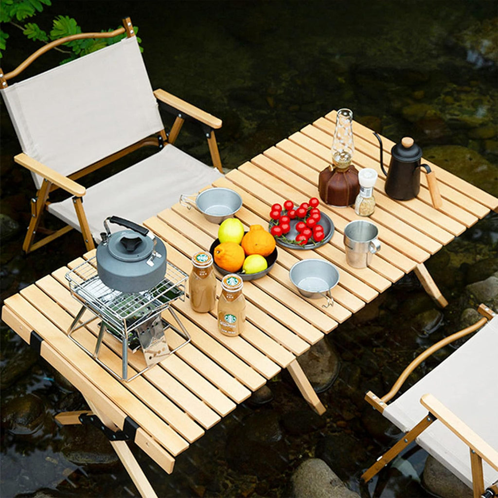 4ft Portable Folding Wood Picnic Table with Carry Bag V839577