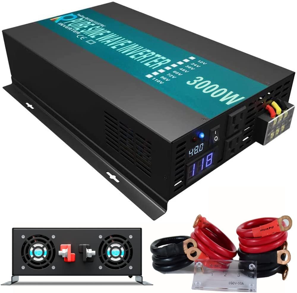 3000W 48V 120V Pure Sine Wave Power Inverter with 2 AC Outlets H341
