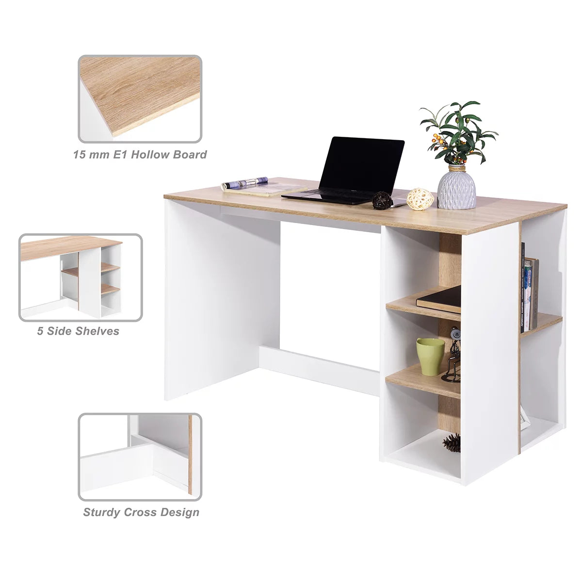 47.2" Computer Desk with 5 Storage Shelves V37372