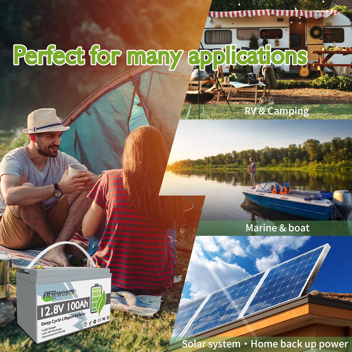 12V 100Ah LiFePO4 Lithium Battery with 100A BMS H1734