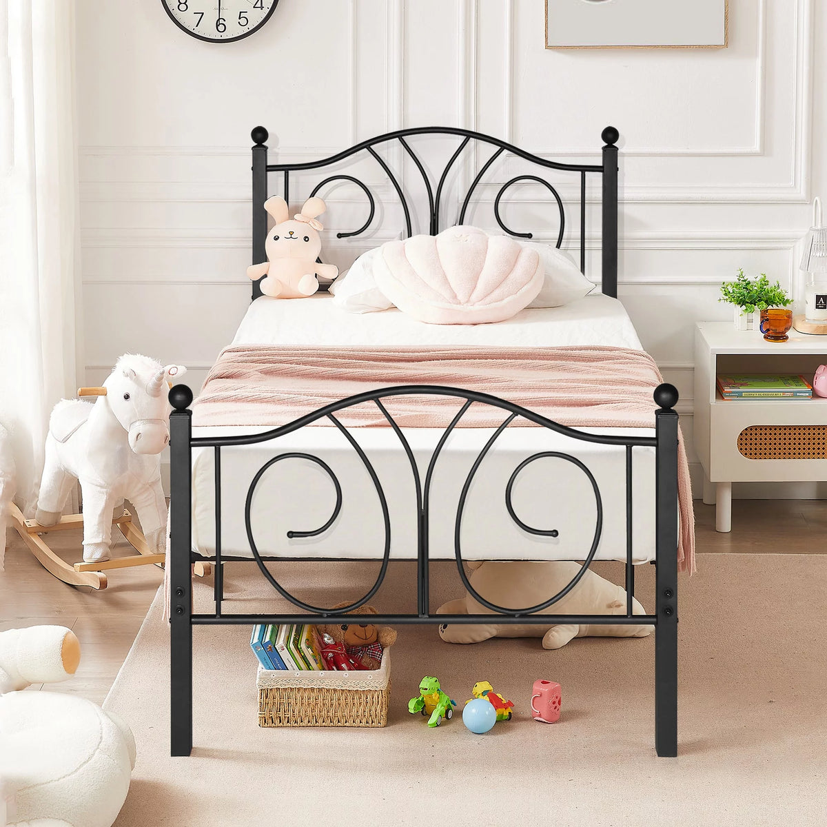 Twin Metal Platform Bed with Headboard and Footboard I248