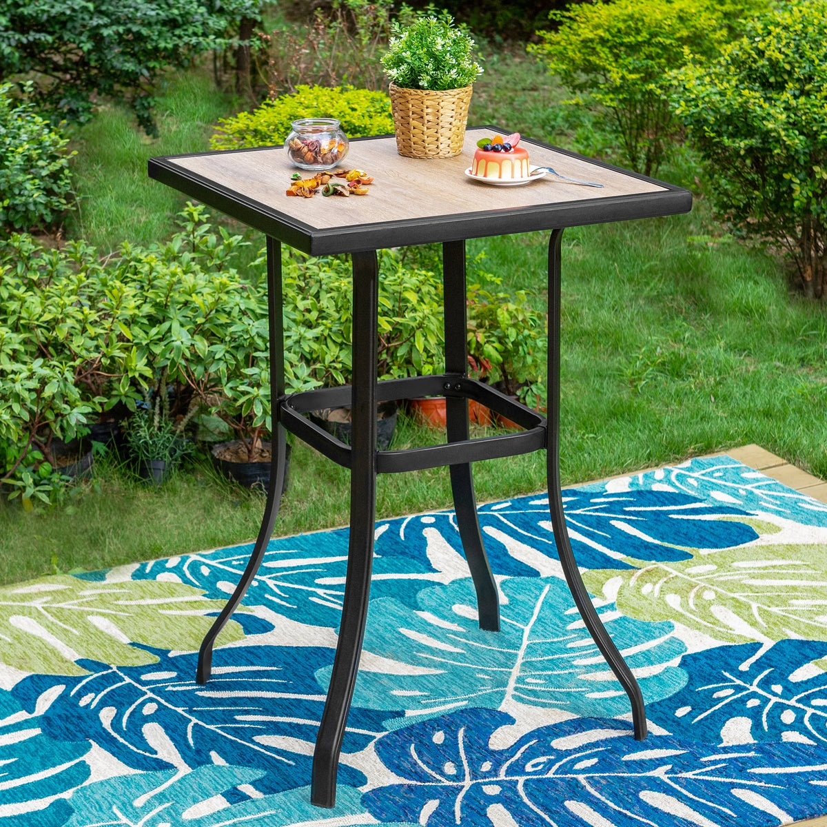 40" Black Patio Bar Table with Metal Frame S2034