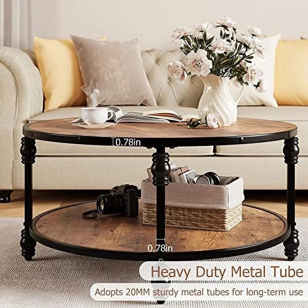 Round Coffee Table with Metal Legs Y884