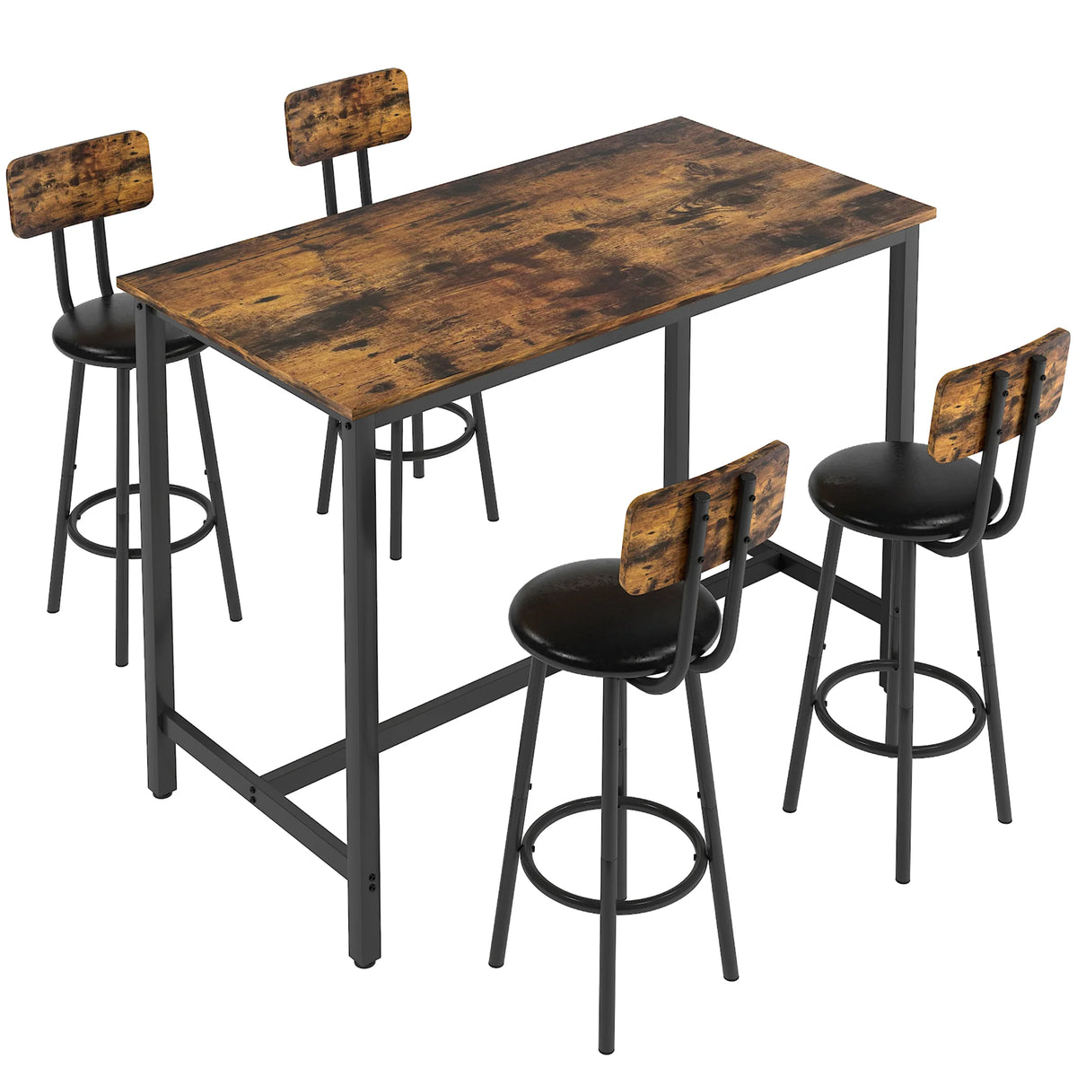 5 Piece Bar Height Dining Table Set with Upholstered Stools J5070