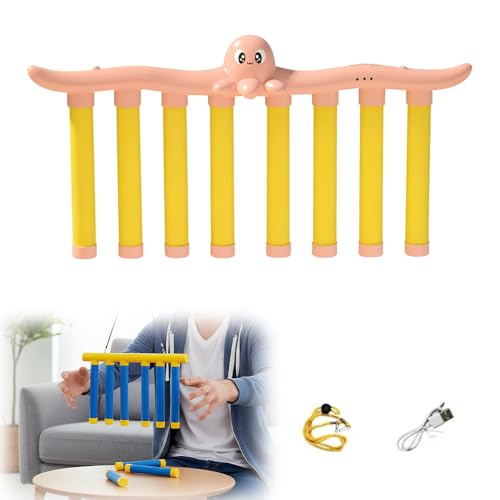 Reflective Drop Stick Challenge Game, Hand Eye Coordination Reflex Training Toy, 3 Adjustable Speed Modes, Yellow P7451