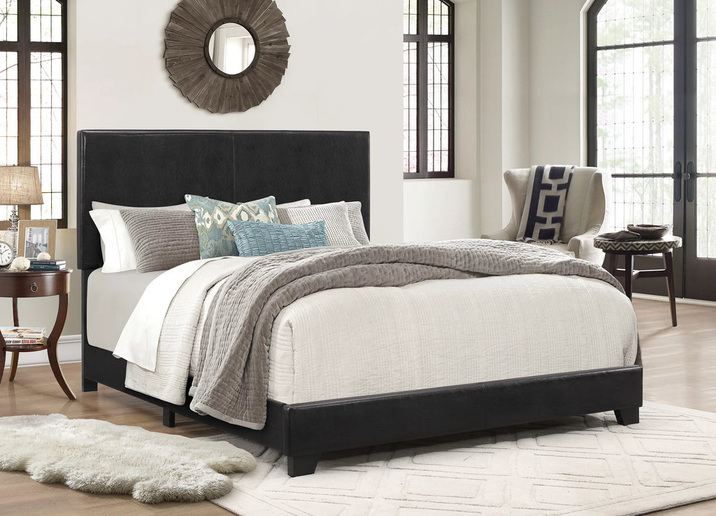 Black Faux Leather Full Bed T2145