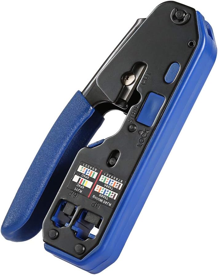 RJ45 Crimp Tool Kit with 50PCS Connectors and Wire Stripper B4548