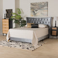 Grey Velvet and Gold Metal Queen Size Panel Bed Z693866