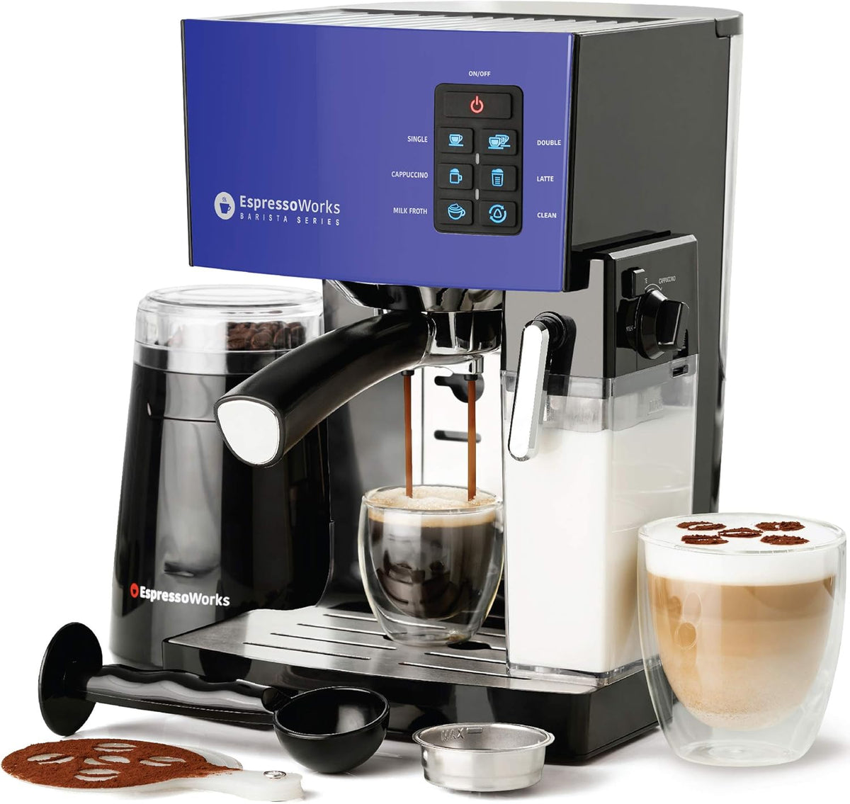 Blue 10 pc All-In-One Espresso Maker with Milk Steamer R52701