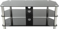 Black Glass Chrome Leg TV Stand with Cable Management X54539