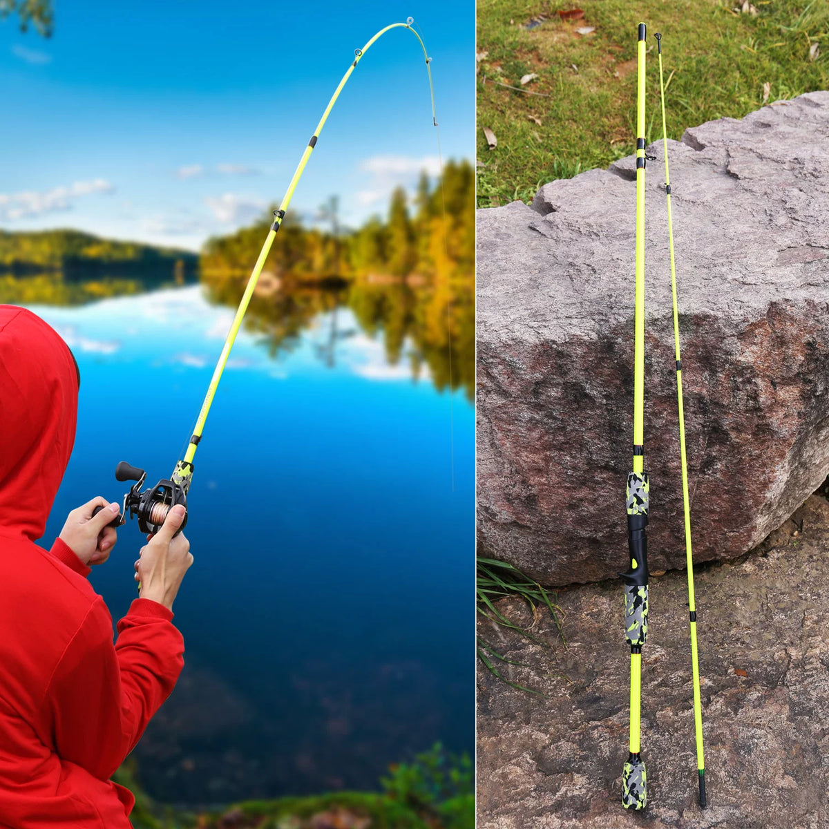 6ft Carbon Fiber 2 Pieces Fishing Pole E2573