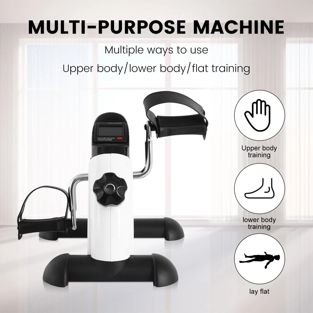 White Portable Under Desk Exercise Bike with LCD Screen O395716