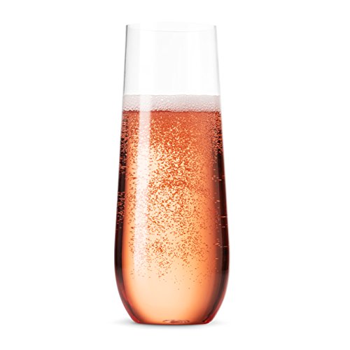 48 Pack 9 Oz Clear Stemless Plastic Champagne Flutes Z834