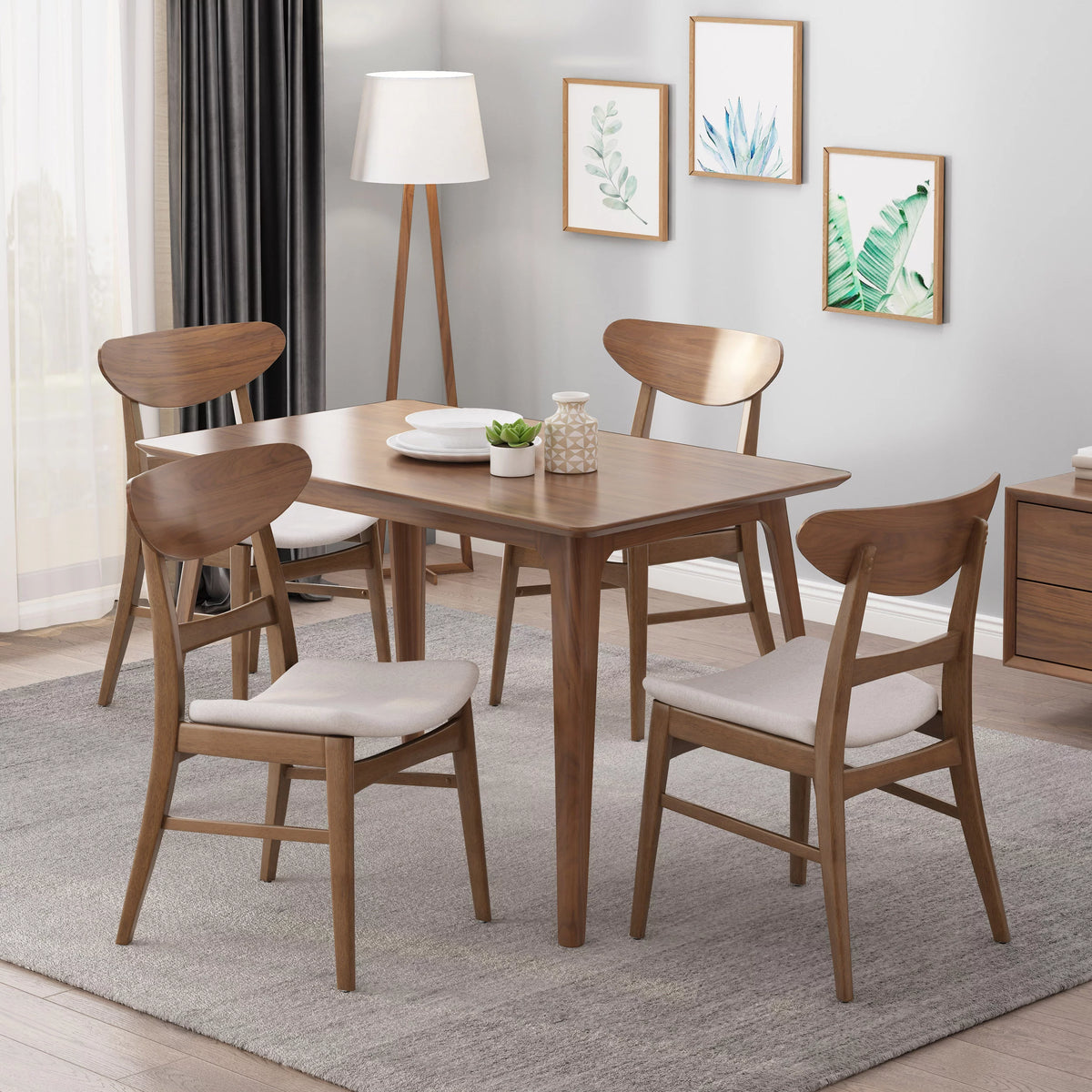 Set of 4 Light Beige Fabric Dining Chairs R482588