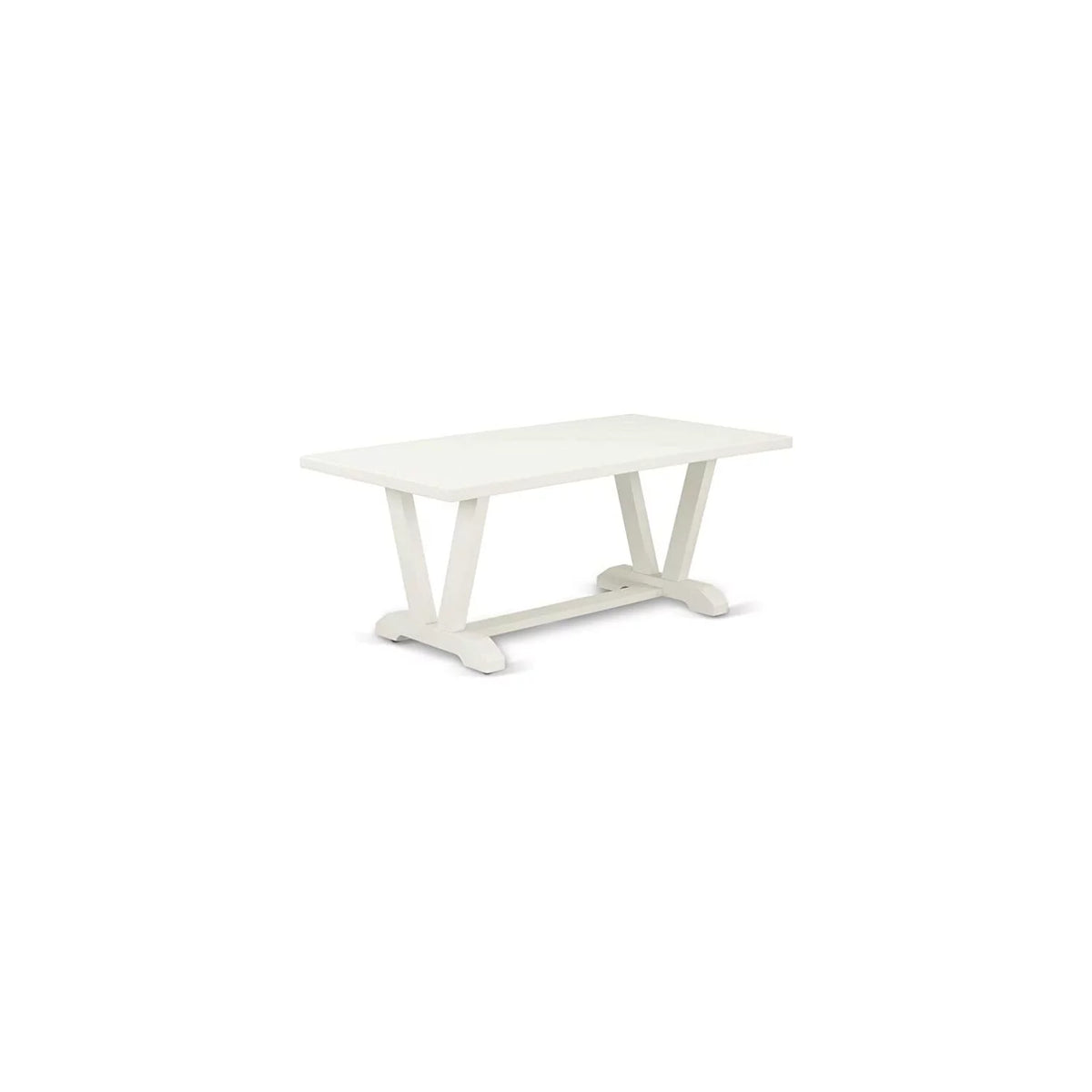 Kitchen Table with Linen White Top and Wooden Legs I7033