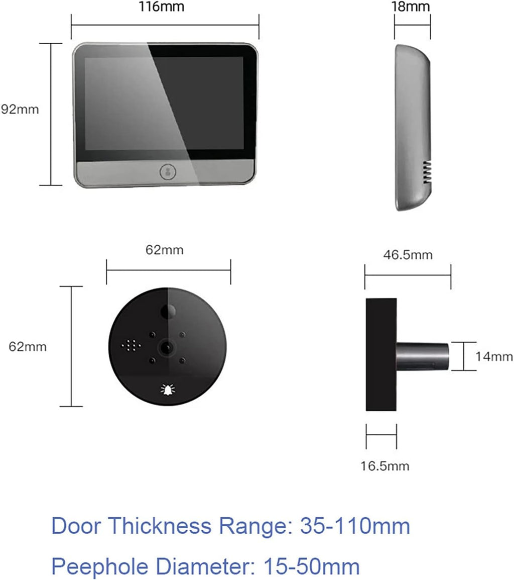 Digital Peephole Door Viewer WiFi Doorbell Camera 1080P Video Intercom 4.3 inch Monitor M255