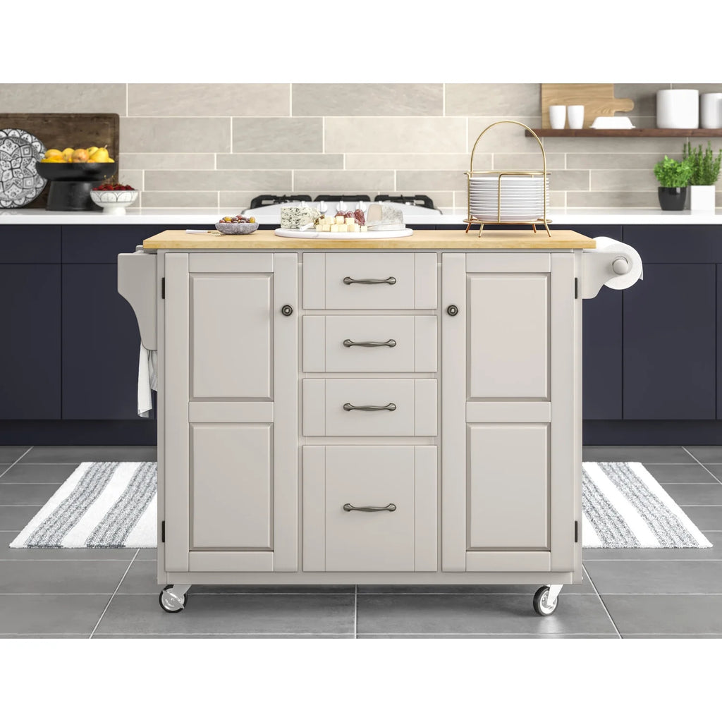 Off White Wood Rolling Kitchen Cart D453620