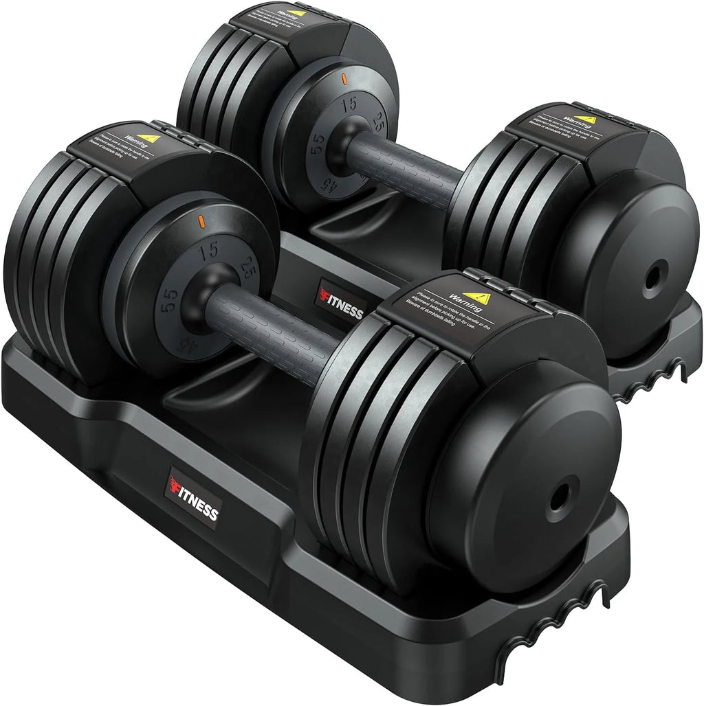 Adjustable Dumbbells Set with Tray, Black K416256