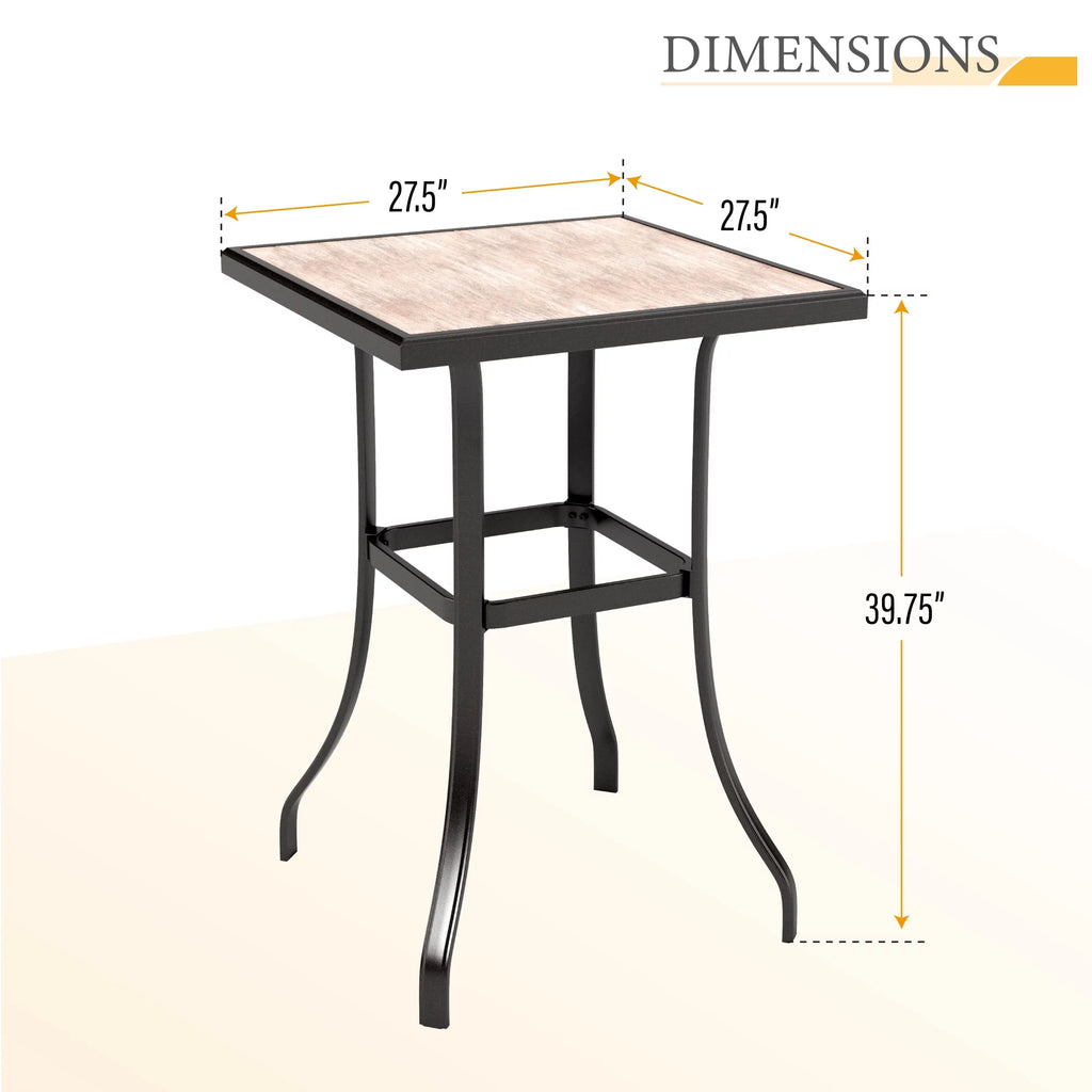 40" Black Patio Bar Table with Metal Frame S2034