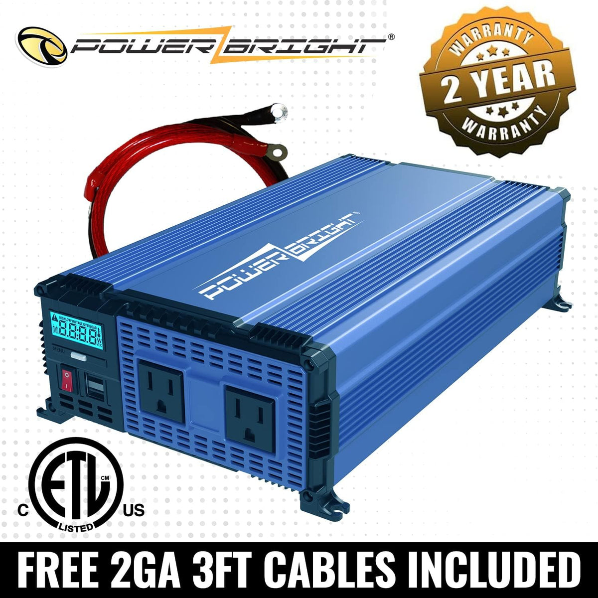 2000 Watt 12V Power Inverter Dual USB & AC Outlets G1650
