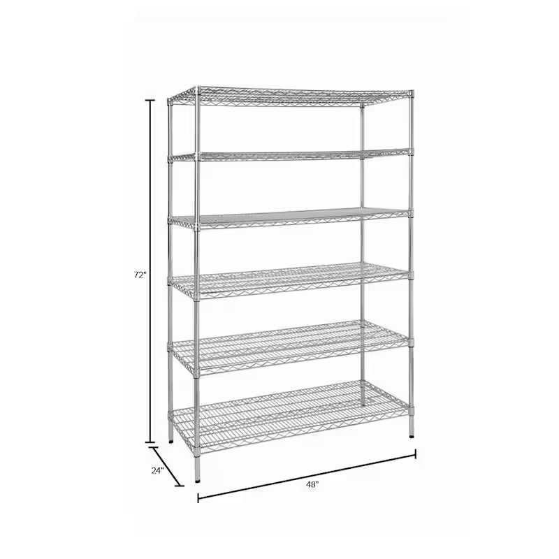 6-Tier Heavy Duty Steel Wire Shelving Unit Chrome S716