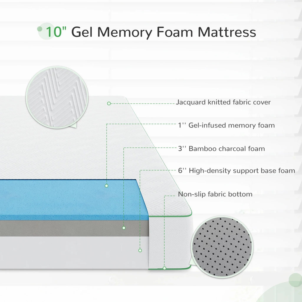 10'' Medium Firm Gel Memory Foam Mattress, Full Size V737