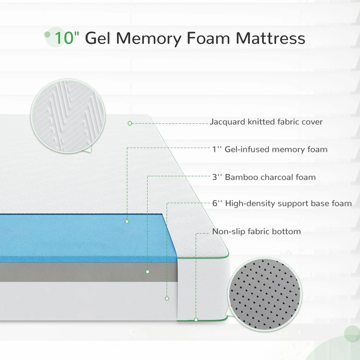 10'' Medium Firm Gel Memory Foam Mattress, Full Size V737