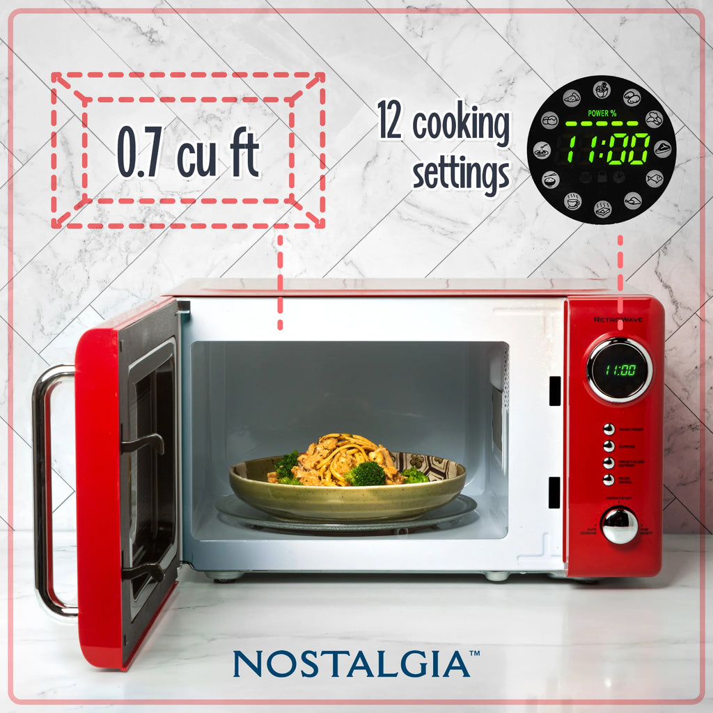 0.7 Cubic Foot 700-Watt Retro Red Countertop Microwave Oven C489