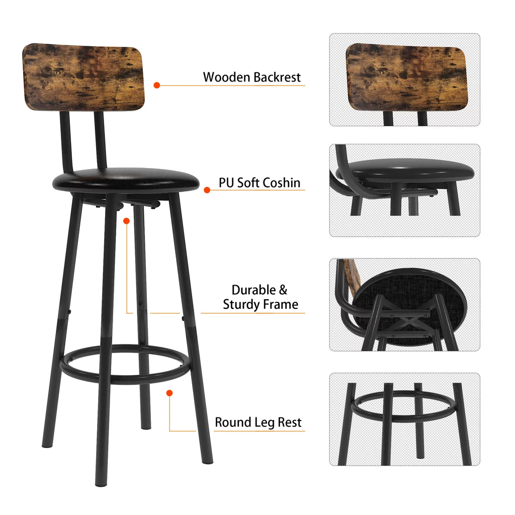 5 Piece Bar Height Dining Table Set with Upholstered Stools J5070