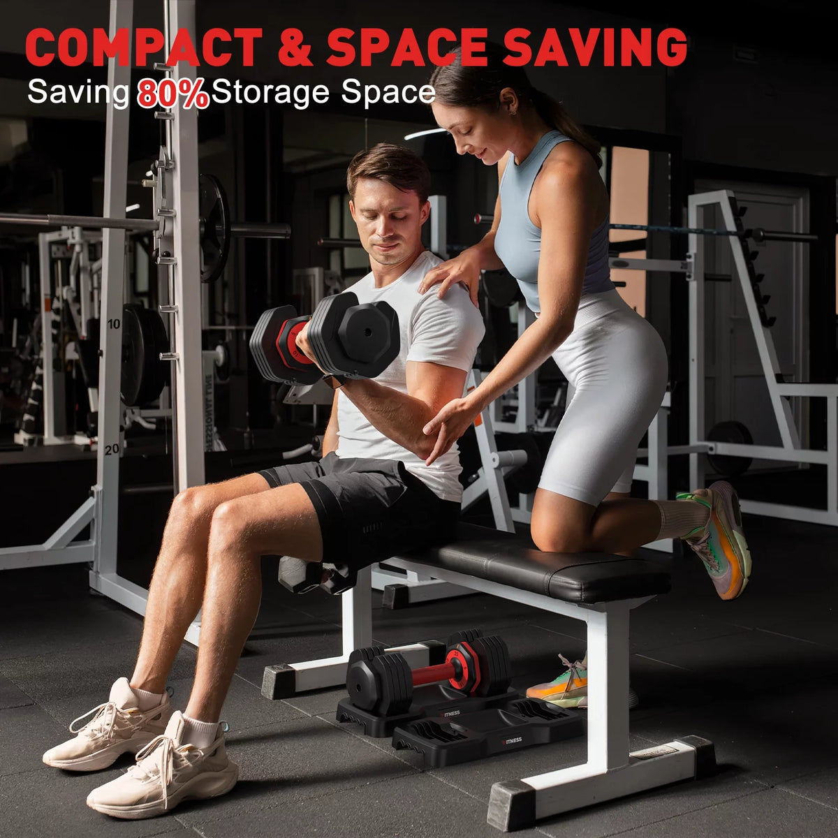 Adjustable Dumbbells Set with Tray, Black K416256