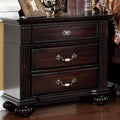 Dark Walnut Solid Wood 3-Drawer Nightstand T6087