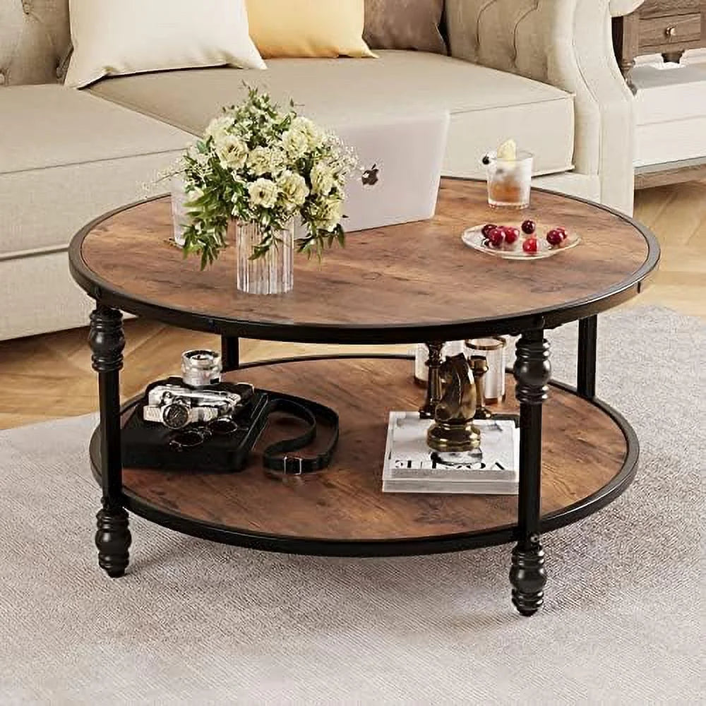 Round Coffee Table with Metal Legs Y884