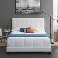 White Upholstered Faux Leather Platform Bed Frame H1262
