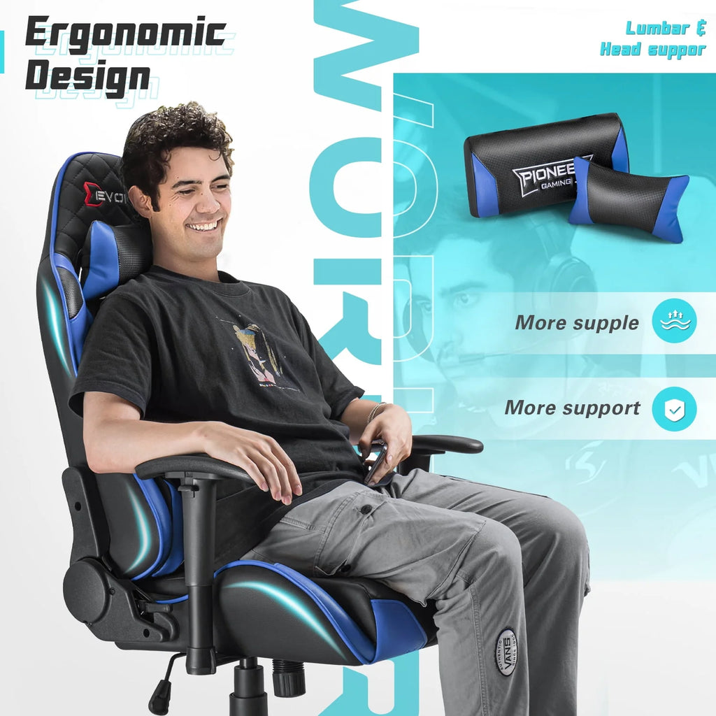 Red Ergonomic Gaming Chair with Headrest and Lumbar Support W375076