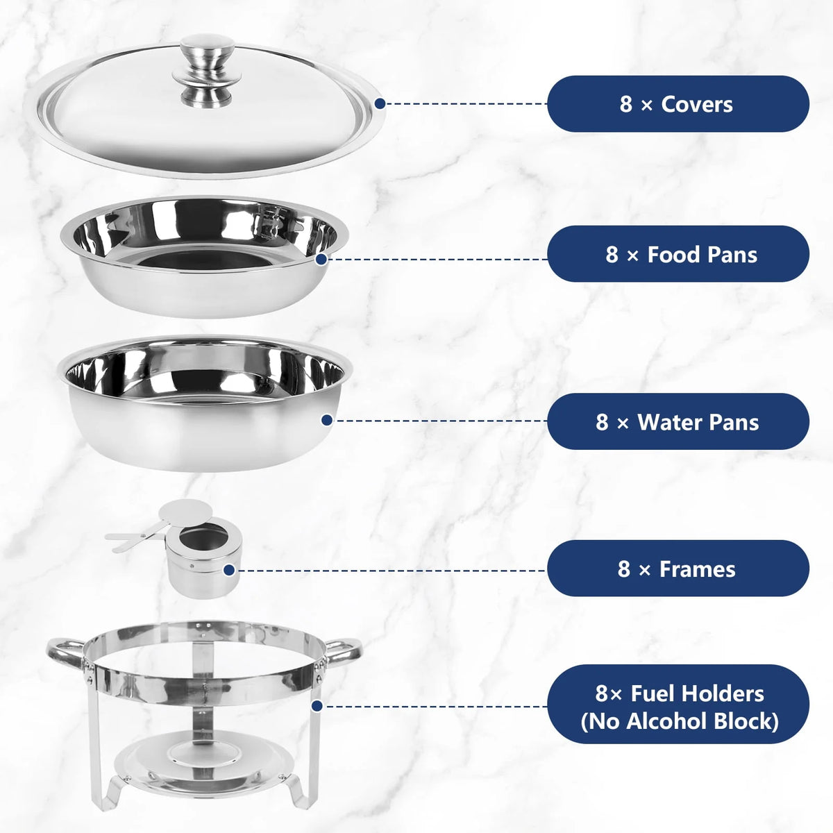 5Qt 4-Pack Stainless Steel Chafing Dish Buffet Set L588