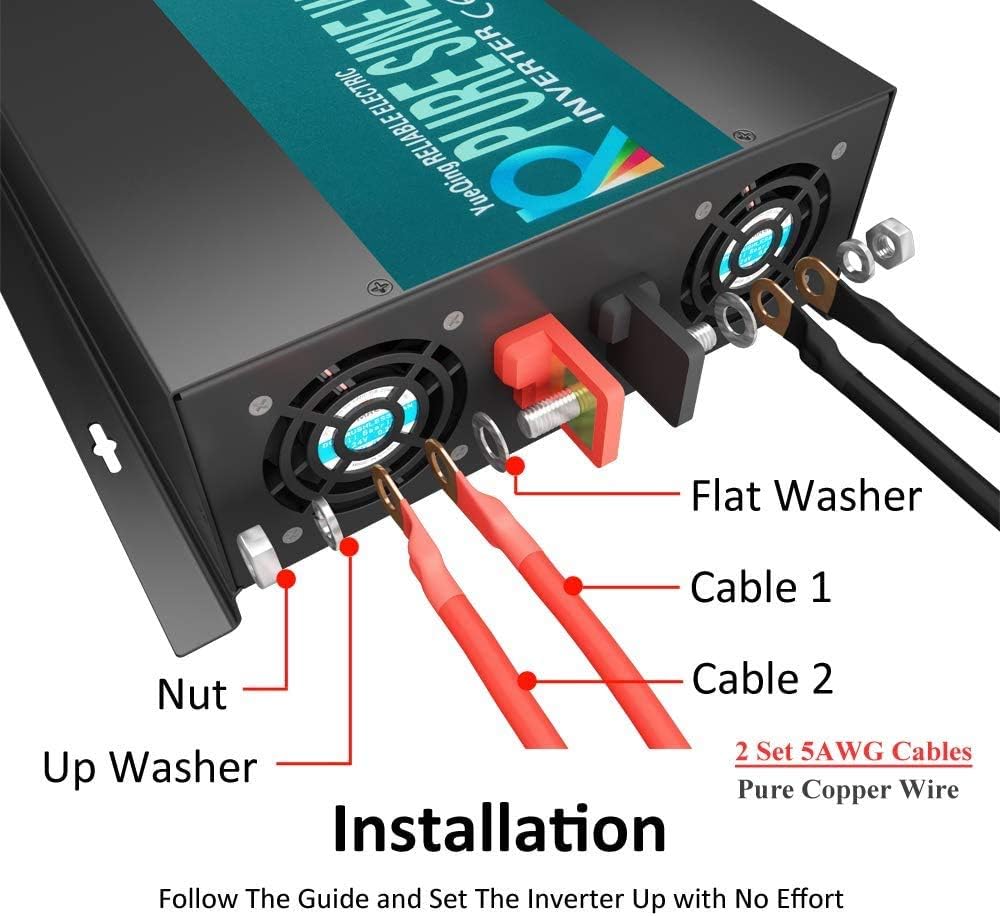 3000W 48V 120V Pure Sine Wave Power Inverter with 2 AC Outlets H341