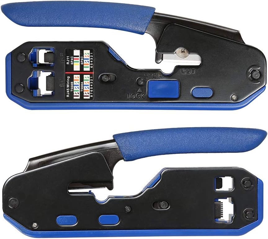 RJ45 Crimp Tool Kit with 50PCS Connectors and Wire Stripper B4548