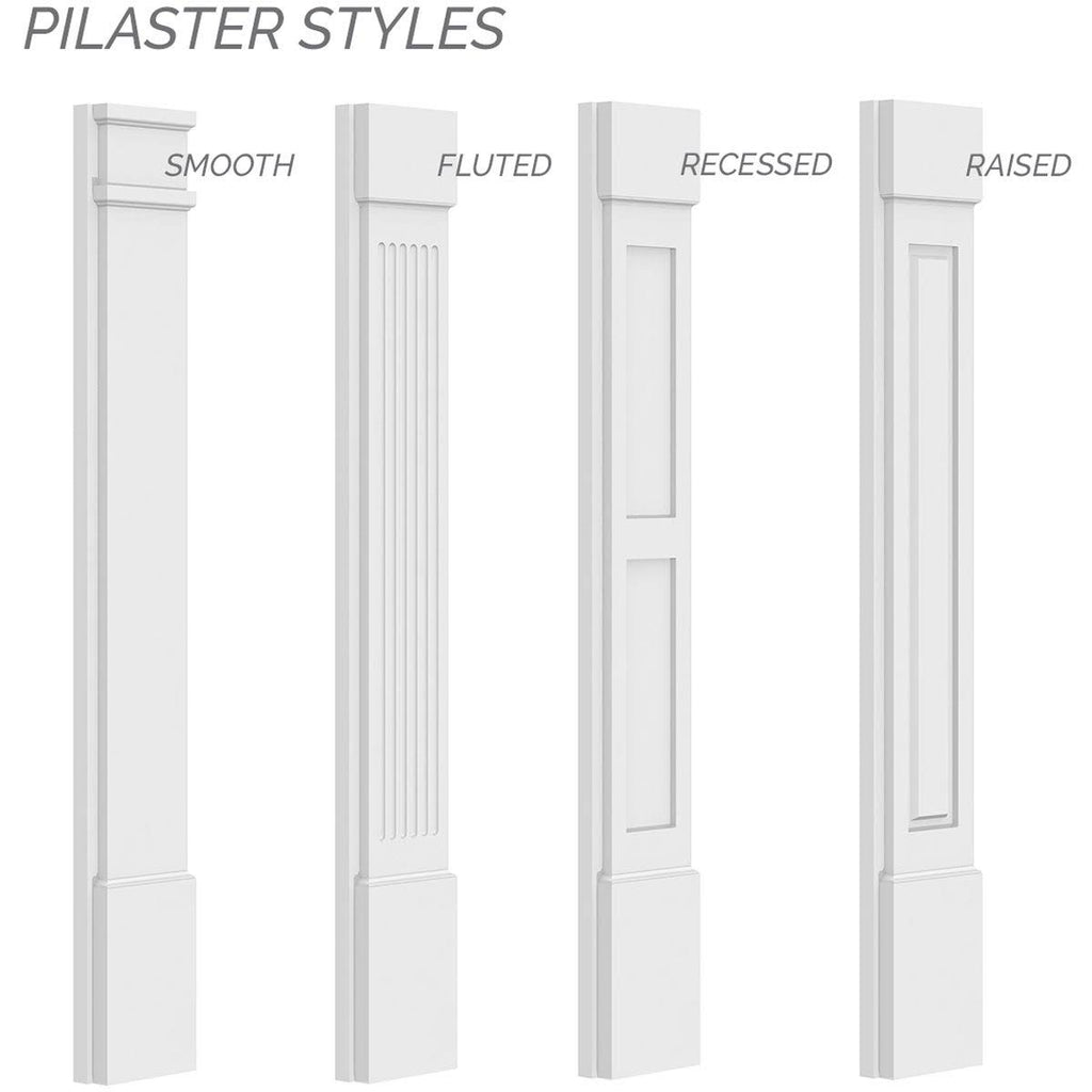 PVC Raised Panel Pilaster with Decorative Capital & Base (Pair) X95086