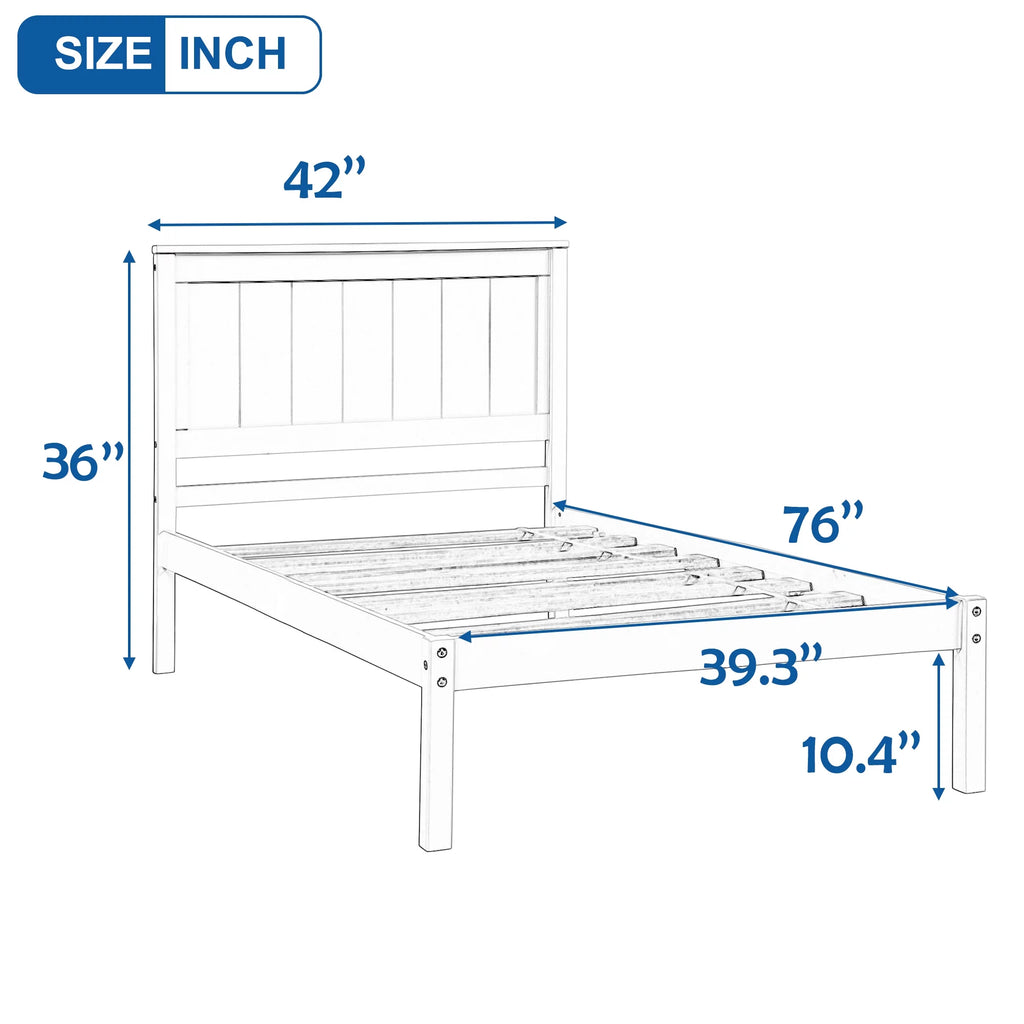 Twin Size Wood Platform Bed Frame with Headboard T58471