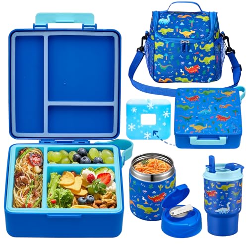 Black 3 Compartment Leak-Proof Bento Lunch Box with Soup Thermo, Tumbler, Lunch Bag and Ice Pack K28647