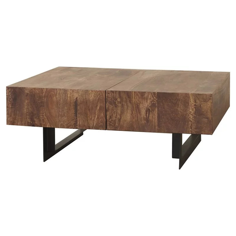 Brown Modern Hard Wood Coffee Table with Sliding Top J39039