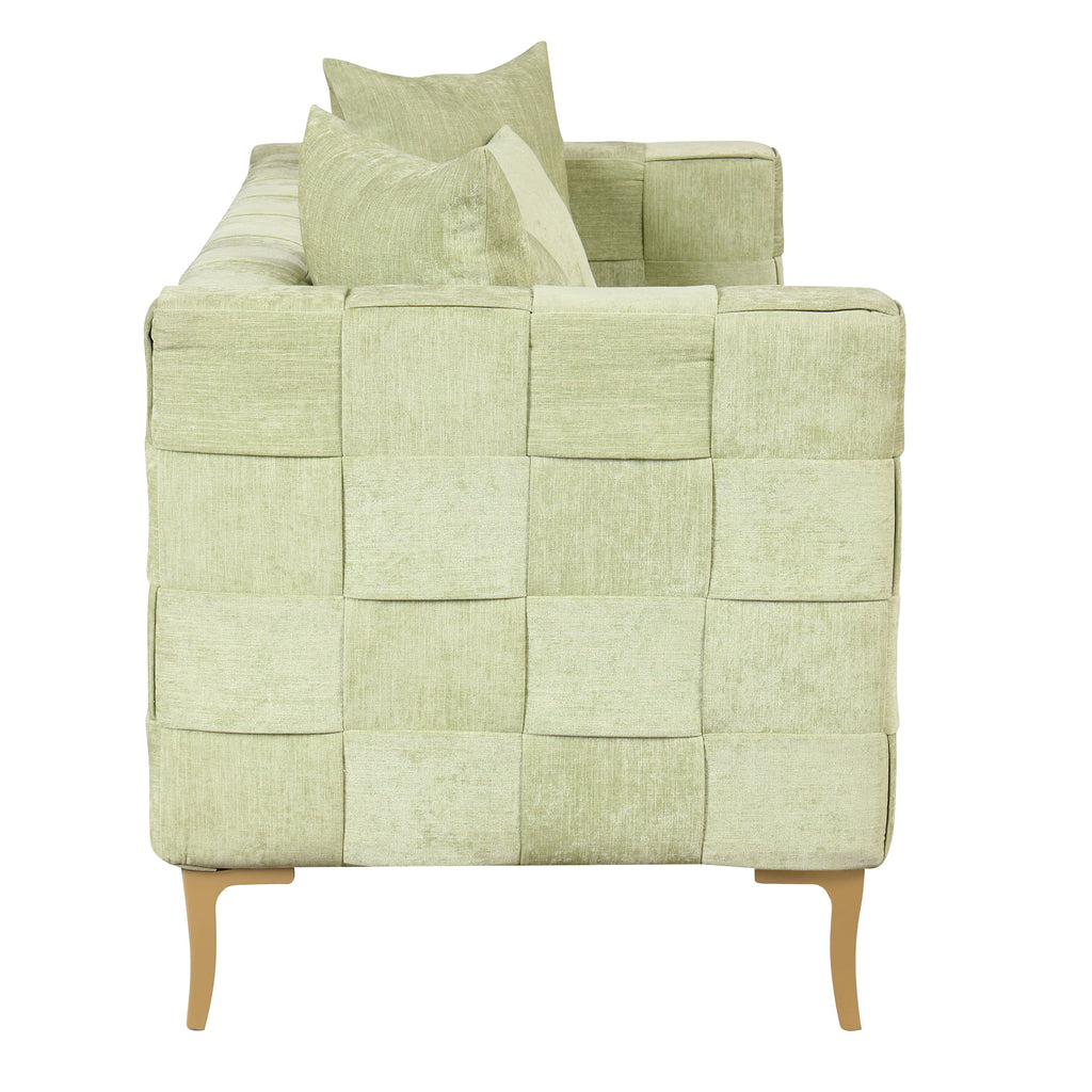 Green Chenille Upholstered 3-Seat Sofa Couch G10892