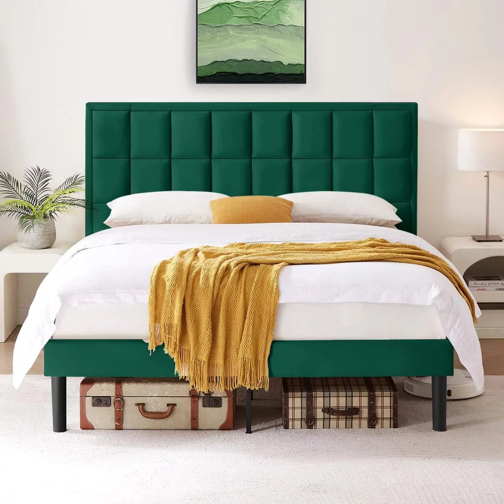 Twin Size Velvet Platform Bed Frame with Headboard Y177