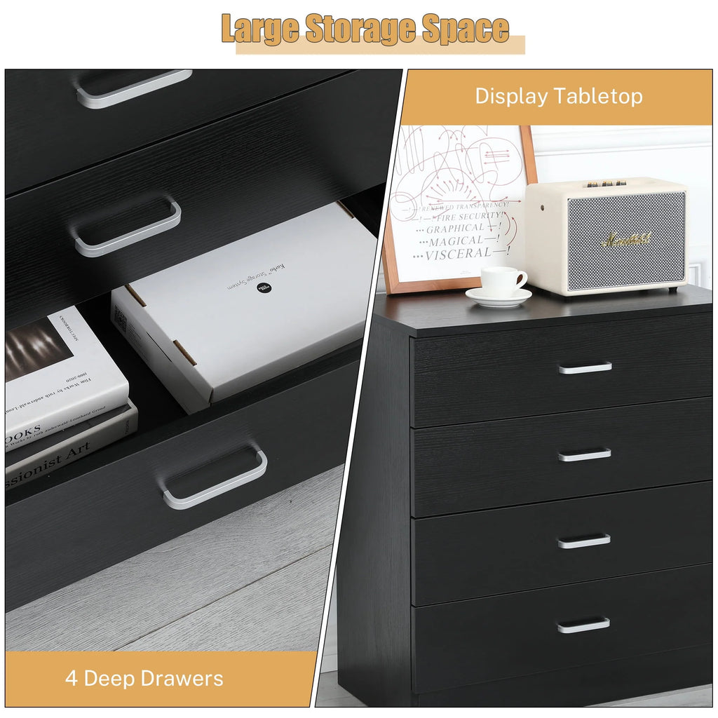 Black 4 Drawer Dresser S255